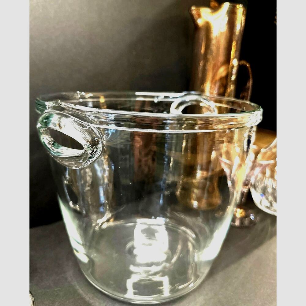 Vintage Orrefors Style Glass Ice Bucket Wine Cooler Nils Landberg MCM Sweden